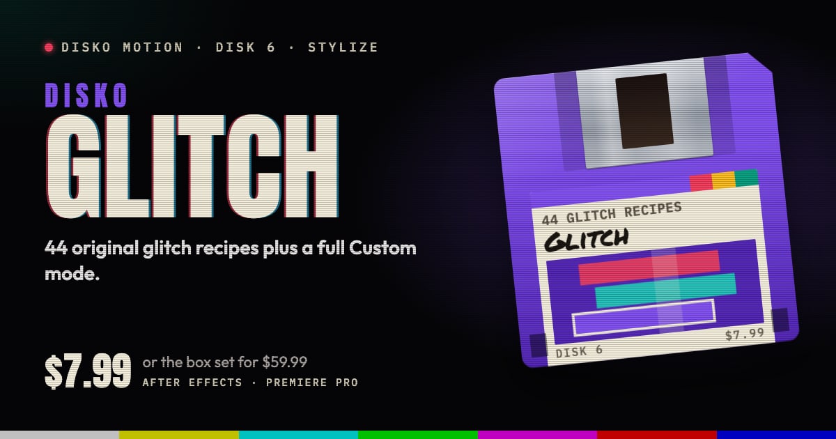 DISKO Glitch, one of the DISKO Motion disks: $7.99, or the box set for $59.99.